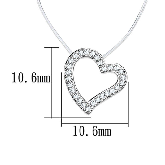 3W420 - Rhodium Brass Necklace with AAA Grade CZ in Clear - Alamode - Flyclothing LLC