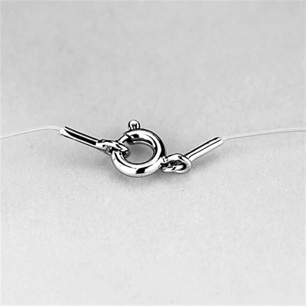 3W420 - Rhodium Brass Necklace with AAA Grade CZ in Clear - Alamode - Flyclothing LLC