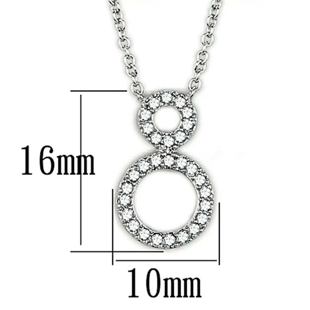 3W421 - Rhodium Brass Necklace with AAA Grade CZ in Clear - Alamode - Flyclothing LLC