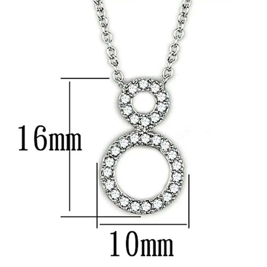 3W421 - Rhodium Brass Necklace with AAA Grade CZ in Clear - Alamode - Flyclothing LLC