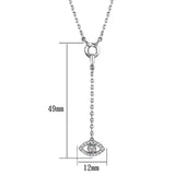 3W423 - Rhodium Brass Necklace with AAA Grade CZ in Clear - Alamode - Flyclothing LLC