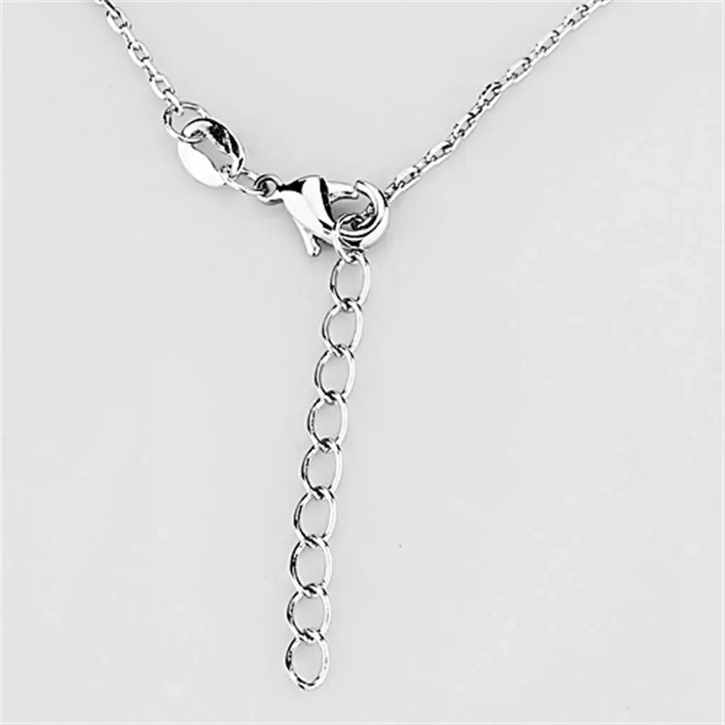 3W423 - Rhodium Brass Necklace with AAA Grade CZ in Clear - Alamode - Flyclothing LLC