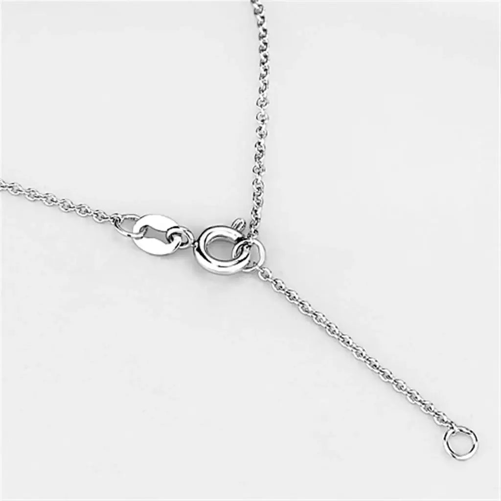 3W424 - Rhodium Brass Necklace with AAA Grade CZ in Clear - Alamode - Flyclothing LLC