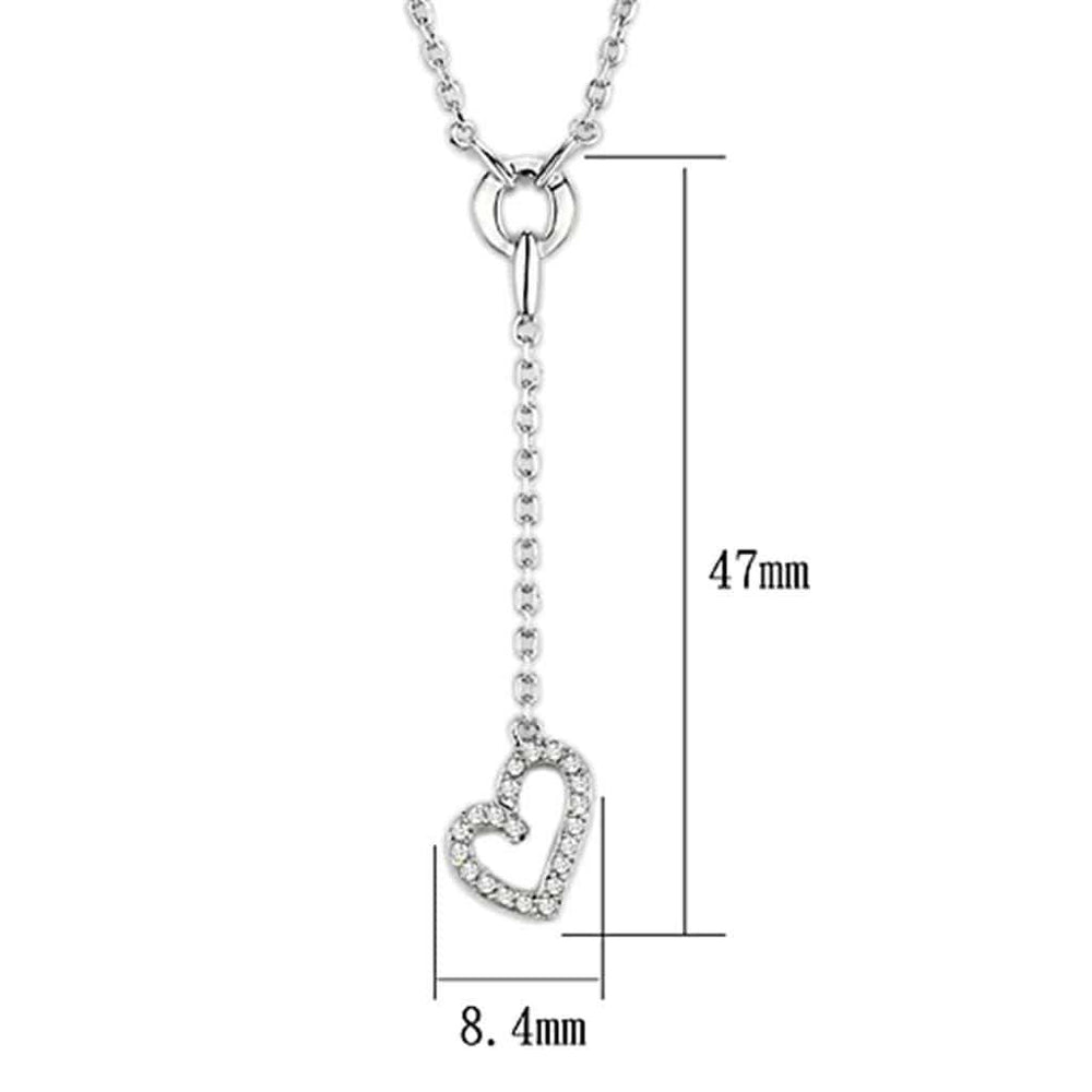 3W425 - Rhodium Brass Necklace with AAA Grade CZ in Clear - Alamode - Flyclothing LLC