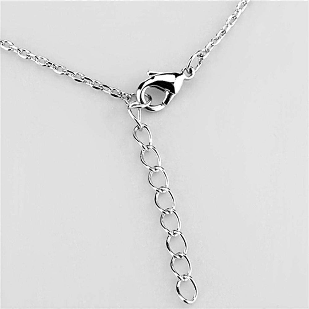 3W425 - Rhodium Brass Necklace with AAA Grade CZ in Clear - Alamode - Flyclothing LLC