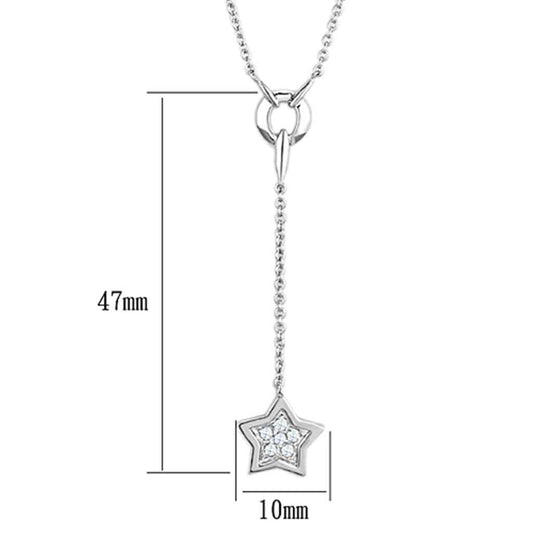 3W426 - Rhodium Brass Necklace with AAA Grade CZ in Clear - Alamode - Flyclothing LLC