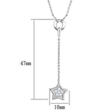 3W426 - Rhodium Brass Necklace with AAA Grade CZ  in Clear - Alamode