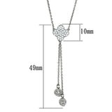 3W427 - Rhodium Brass Necklace with AAA Grade CZ  in Clear - Alamode