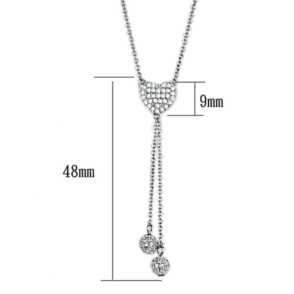 3W428 - Rhodium Brass Necklace with AAA Grade CZ in Clear - Alamode - Flyclothing LLC