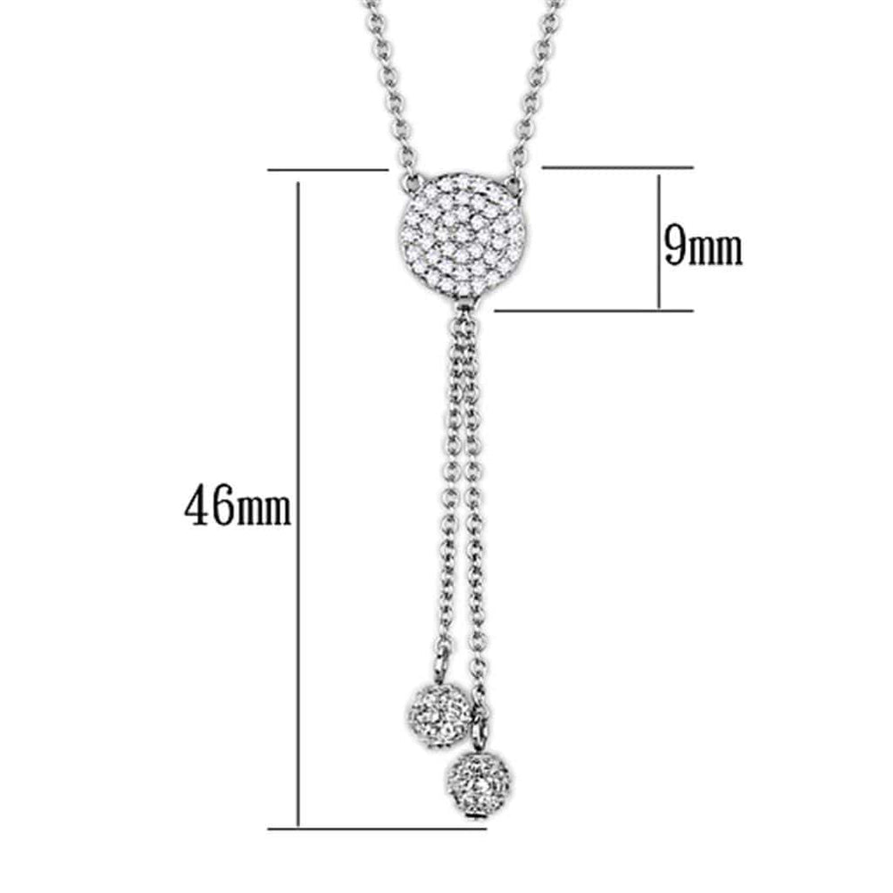 3W429 - Rhodium Brass Necklace with AAA Grade CZ in Clear - Alamode - Flyclothing LLC