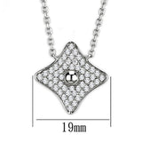 3W430 - Rhodium Brass Necklace with AAA Grade CZ  in Clear - Alamode