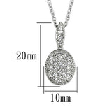 3W432 - Rhodium Brass Necklace with AAA Grade CZ  in Clear - Alamode