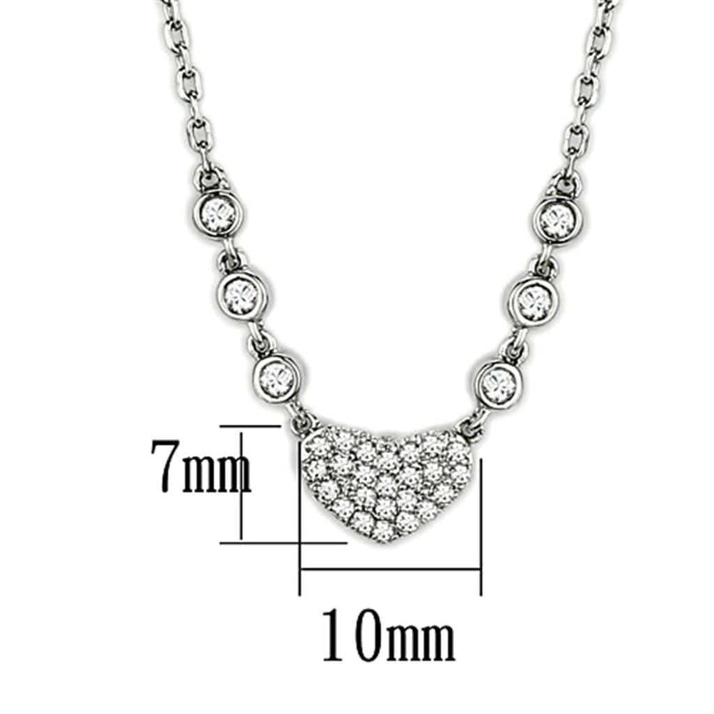 3W433 - Rhodium Brass Necklace with AAA Grade CZ in Clear - Alamode - Flyclothing LLC
