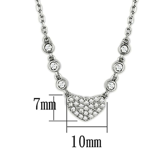 3W433 - Rhodium Brass Necklace with AAA Grade CZ in Clear - Alamode - Flyclothing LLC