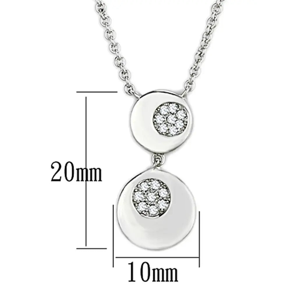 3W435 - Rhodium Brass Necklace with AAA Grade CZ in Clear - Alamode - Flyclothing LLC