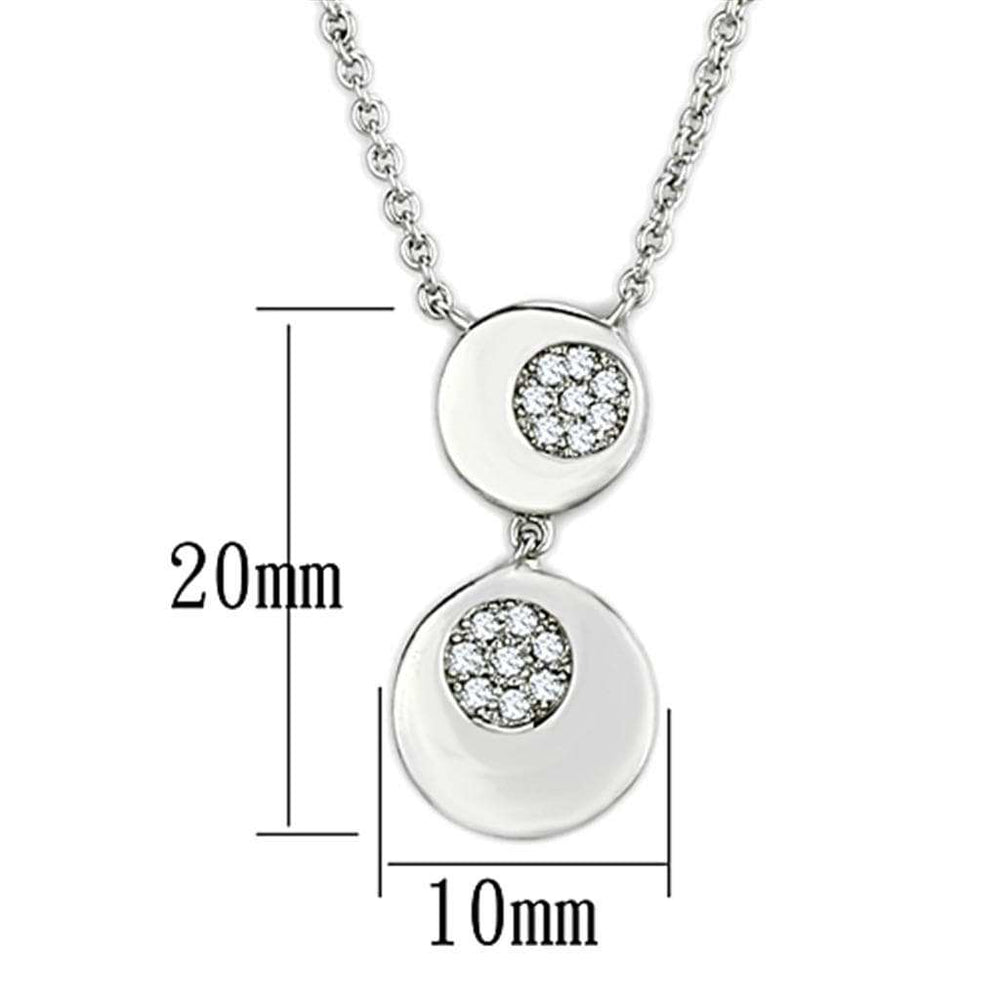 3W435 - Rhodium Brass Necklace with AAA Grade CZ in Clear - Alamode - Flyclothing LLC