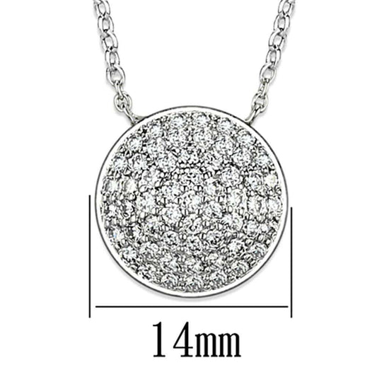 3W436 - Rhodium Brass Necklace with AAA Grade CZ in Clear - Alamode - Flyclothing LLC