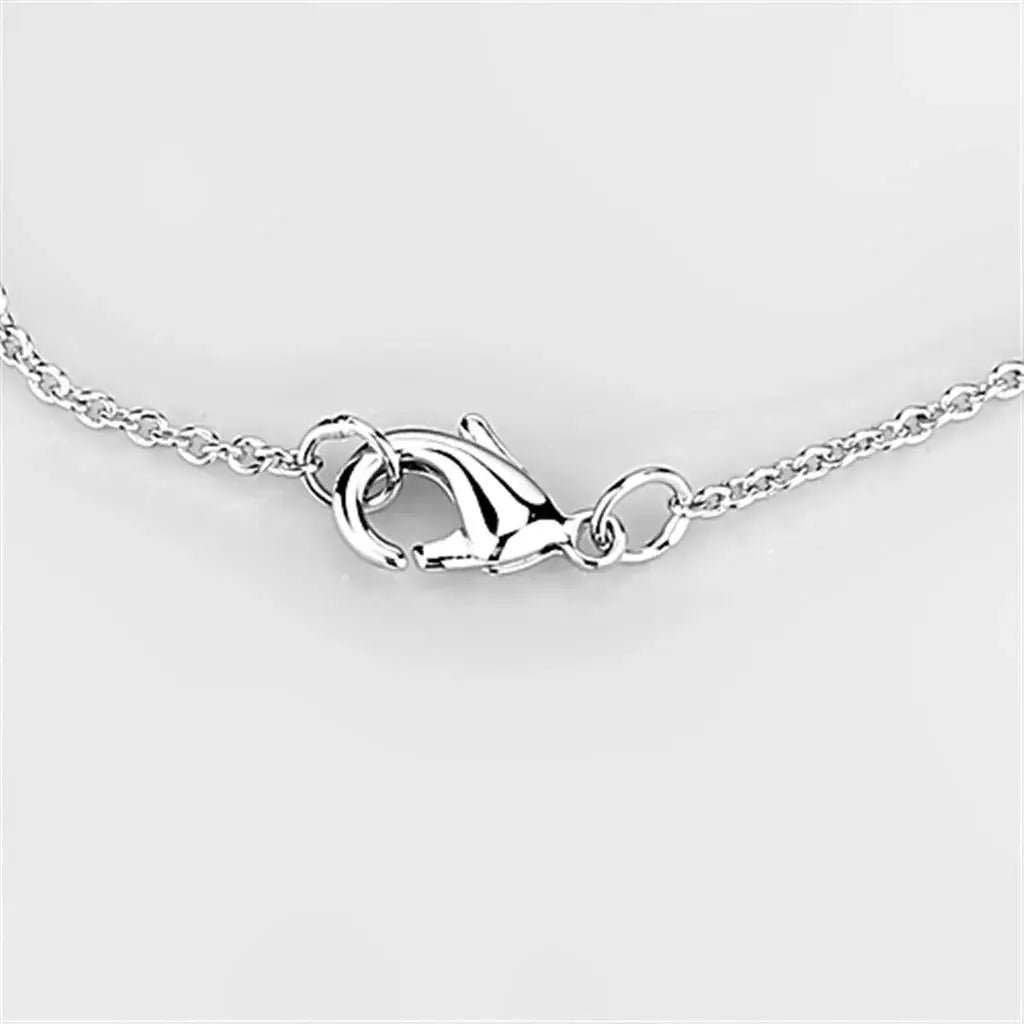 3W437 - Rhodium Brass Necklace with AAA Grade CZ in Clear - Alamode - Flyclothing LLC