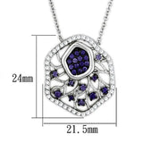 3W438 - Rhodium + Ruthenium Brass Necklace with AAA Grade CZ  in Amethyst - Alamode