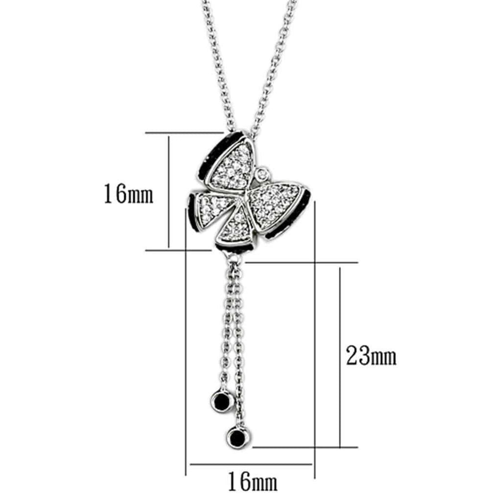 3W441 - Rhodium + Ruthenium Brass Necklace with AAA Grade CZ in Black Diamond - Alamode - Flyclothing LLC