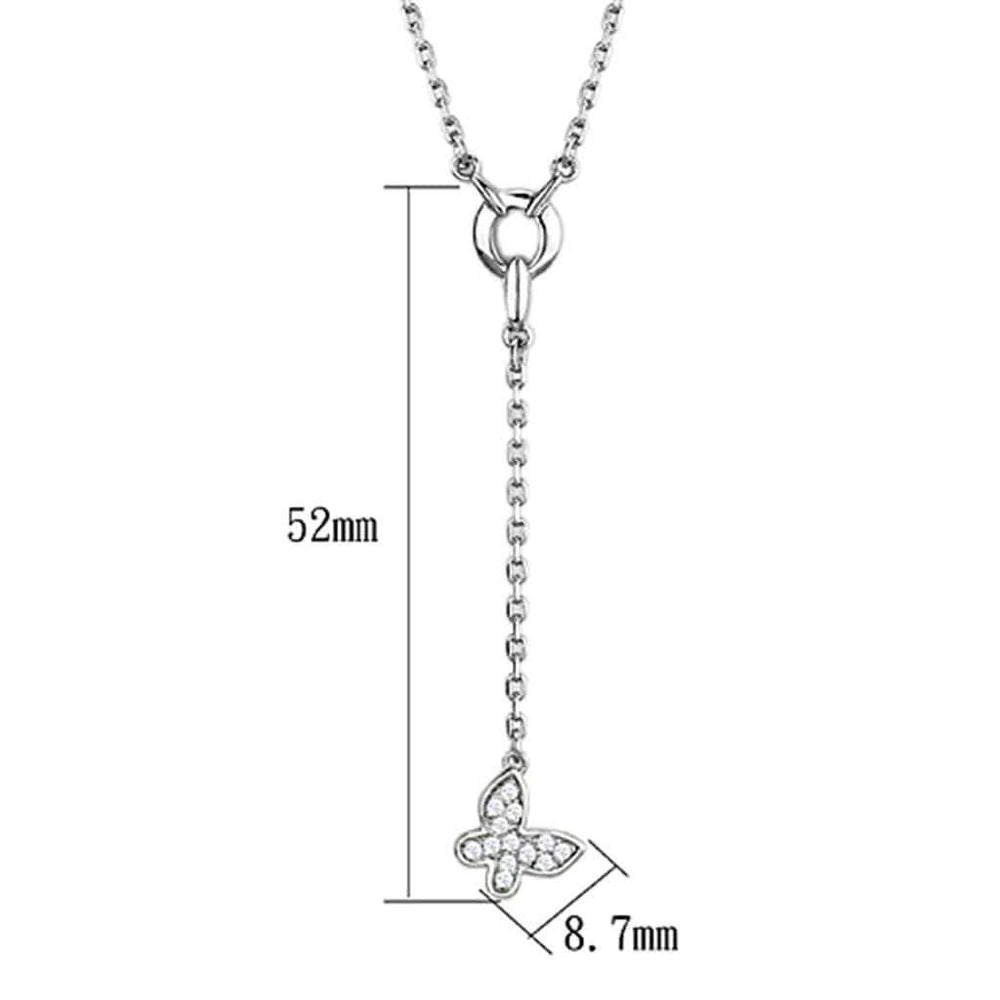 3W443 - Rhodium Brass Necklace with AAA Grade CZ in Clear - Alamode - Flyclothing LLC