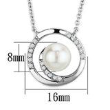3W444 - Rhodium Brass Necklace with Synthetic Pearl in White - Alamode - Flyclothing LLC