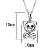 3W445 - Rhodium Brass Necklace with AAA Grade CZ in Clear - Alamode - Flyclothing LLC