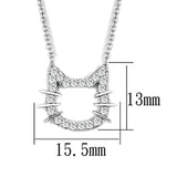 3W446 - Rhodium Brass Necklace with AAA Grade CZ  in Clear - Alamode