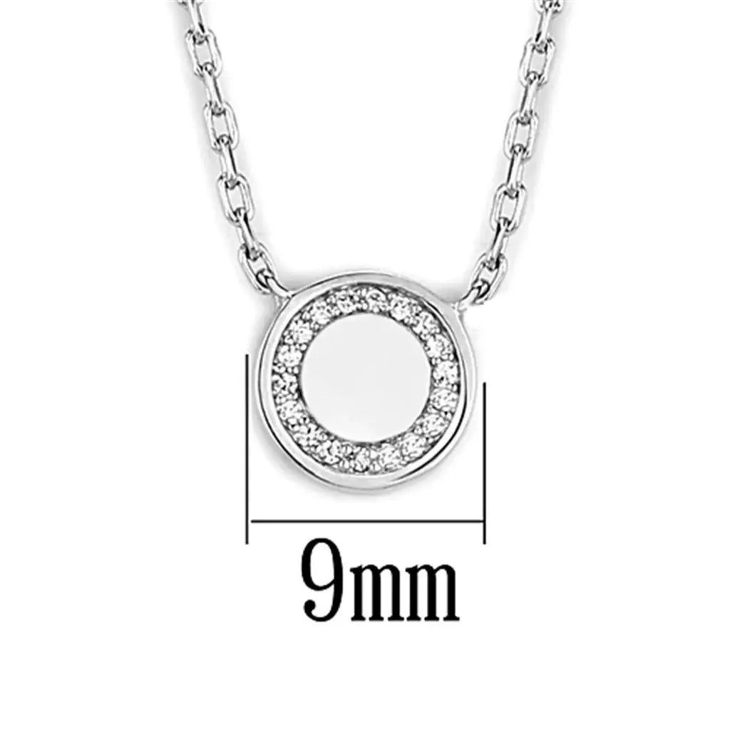 3W447 - Rhodium Brass Necklace with AAA Grade CZ in Clear - Alamode - Flyclothing LLC
