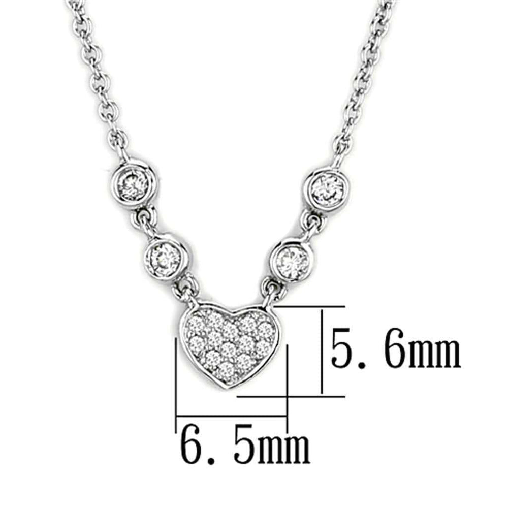 3W449 - Rhodium Brass Necklace with AAA Grade CZ in Clear - Alamode - Flyclothing LLC