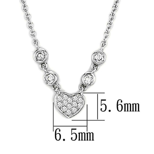 3W449 - Rhodium Brass Necklace with AAA Grade CZ in Clear - Alamode - Flyclothing LLC