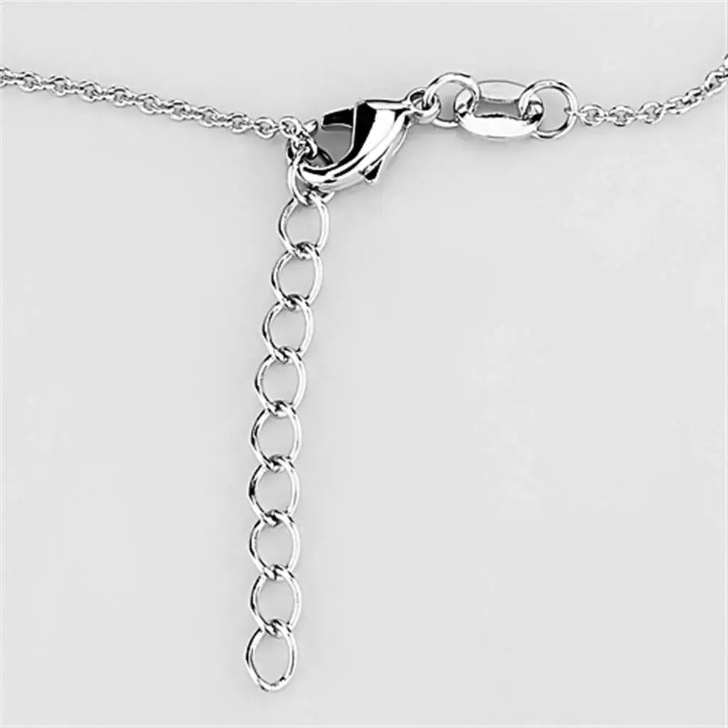 3W449 - Rhodium Brass Necklace with AAA Grade CZ in Clear - Alamode - Flyclothing LLC