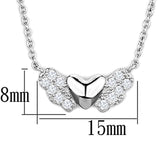 3W451 - Rhodium Brass Necklace with AAA Grade CZ  in Clear - Alamode