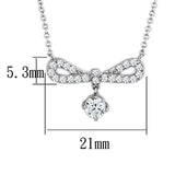 3W452 - Rhodium Brass Necklace with AAA Grade CZ  in Clear - Alamode
