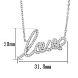 3W453 - Rhodium Brass Necklace with AAA Grade CZ  in Clear - Alamode