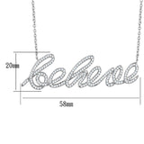 3W454 - Rhodium Brass Necklace with AAA Grade CZ  in Clear - Alamode