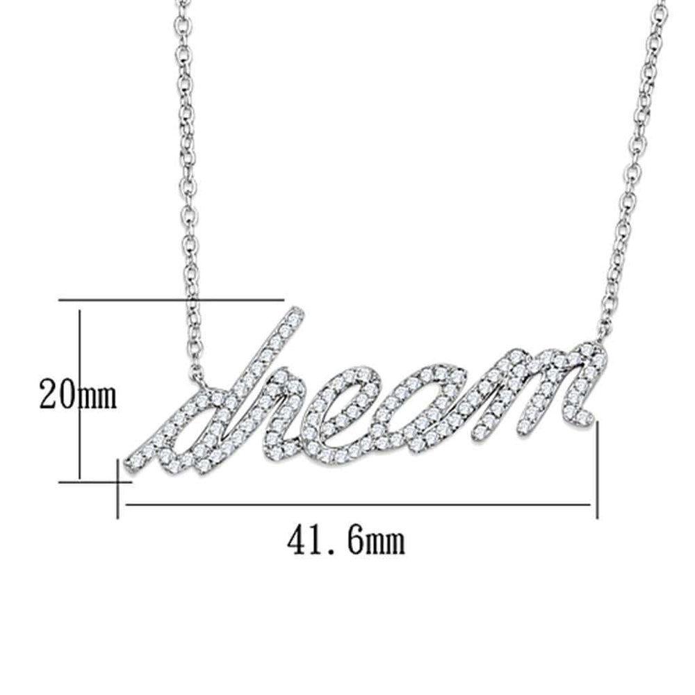 3W455 - Rhodium Brass Necklace with AAA Grade CZ in Clear - Alamode - Flyclothing LLC