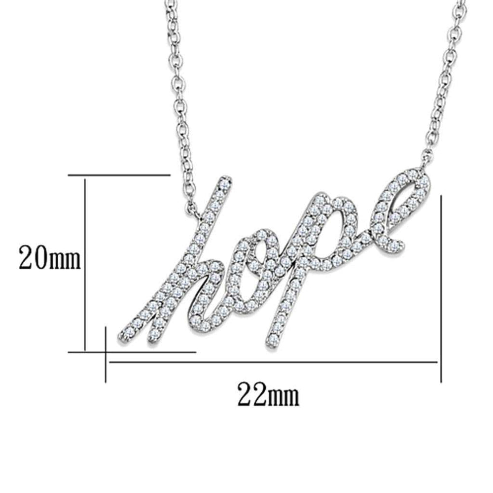 3W456 - Rhodium Brass Necklace with AAA Grade CZ in Clear - Alamode - Flyclothing LLC