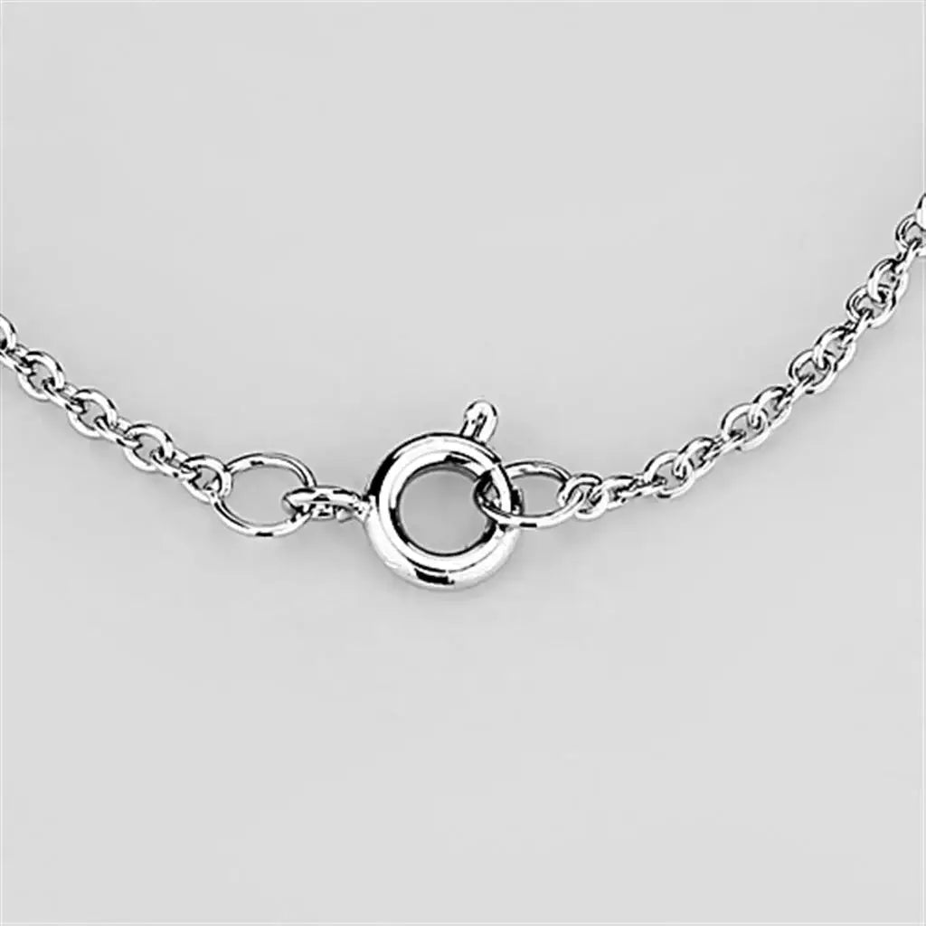 3W456 - Rhodium Brass Necklace with AAA Grade CZ in Clear - Alamode - Flyclothing LLC