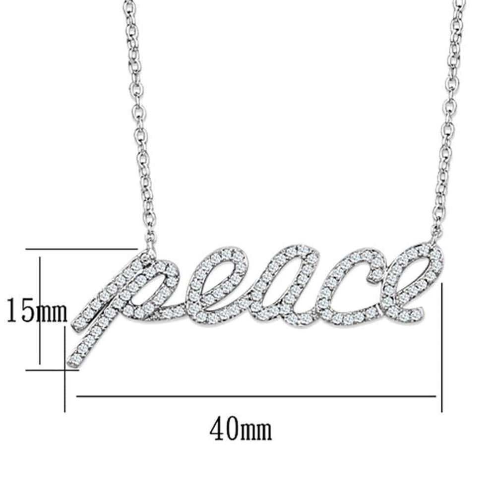 3W457 - Rhodium Brass Necklace with AAA Grade CZ in Clear - Alamode - Flyclothing LLC