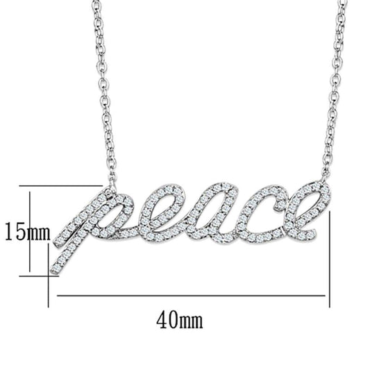 3W457 - Rhodium Brass Necklace with AAA Grade CZ in Clear - Alamode - Flyclothing LLC