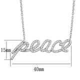 3W457 - Rhodium Brass Necklace with AAA Grade CZ  in Clear - Alamode