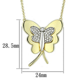3W459 - Gold+Rhodium Brass Necklace with AAA Grade CZ  in Clear - Alamode