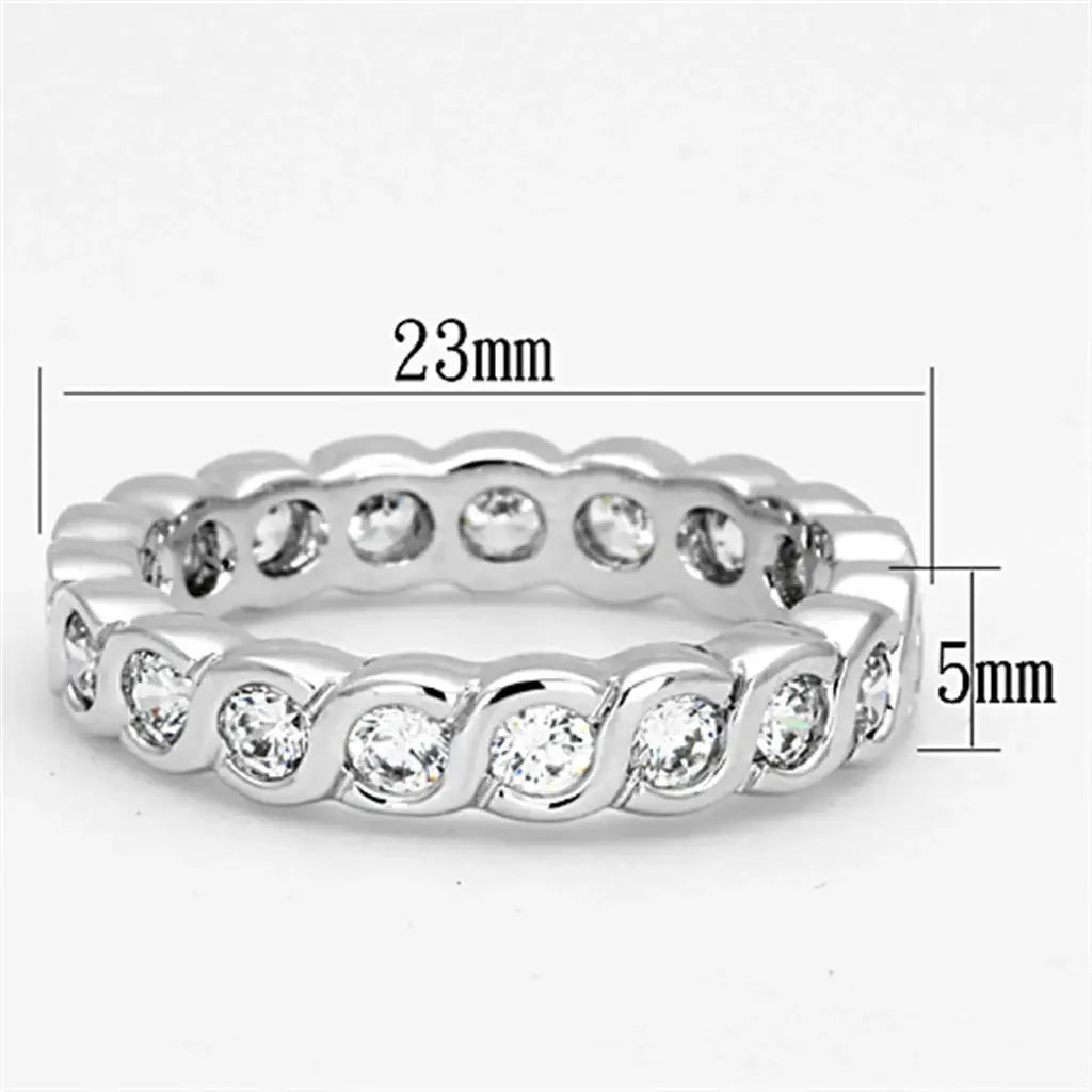 3W462 - Rhodium Brass Ring with AAA Grade CZ in Clear - Alamode - Flyclothing LLC