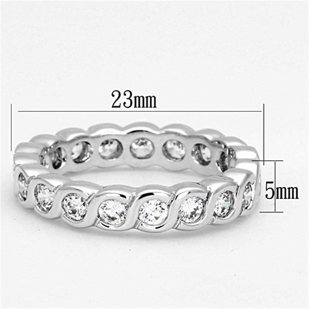 3W462 - Rhodium Brass Ring with AAA Grade CZ in Clear - Alamode - Flyclothing LLC
