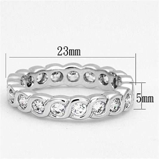 3W462 - Rhodium Brass Ring with AAA Grade CZ in Clear - Alamode - Flyclothing LLC