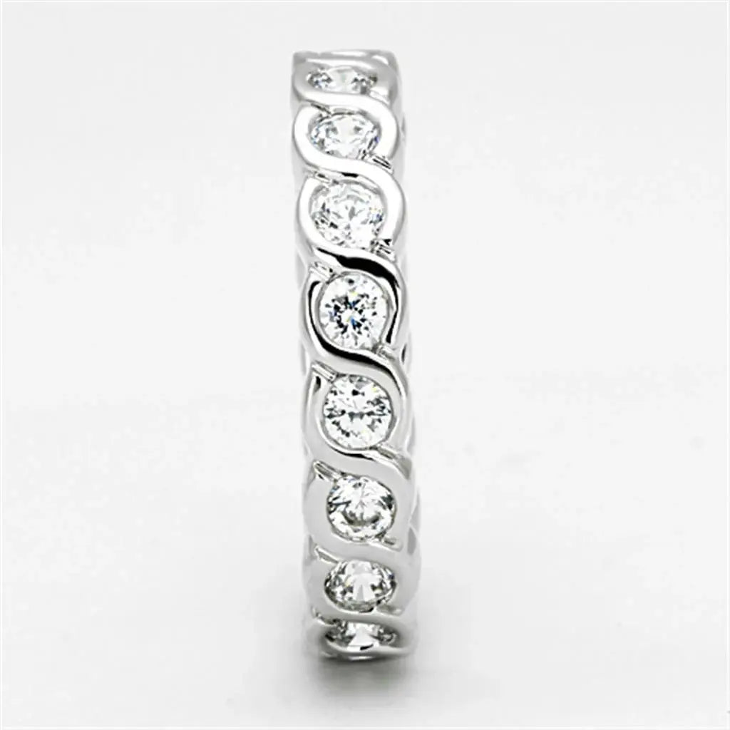 3W462 - Rhodium Brass Ring with AAA Grade CZ in Clear - Alamode - Flyclothing LLC