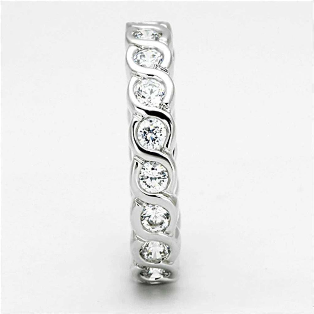 3W462 - Rhodium Brass Ring with AAA Grade CZ in Clear - Alamode - Flyclothing LLC