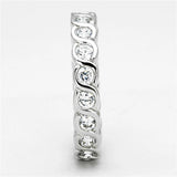 3W462 - Rhodium Brass Ring with AAA Grade CZ  in Clear - Alamode