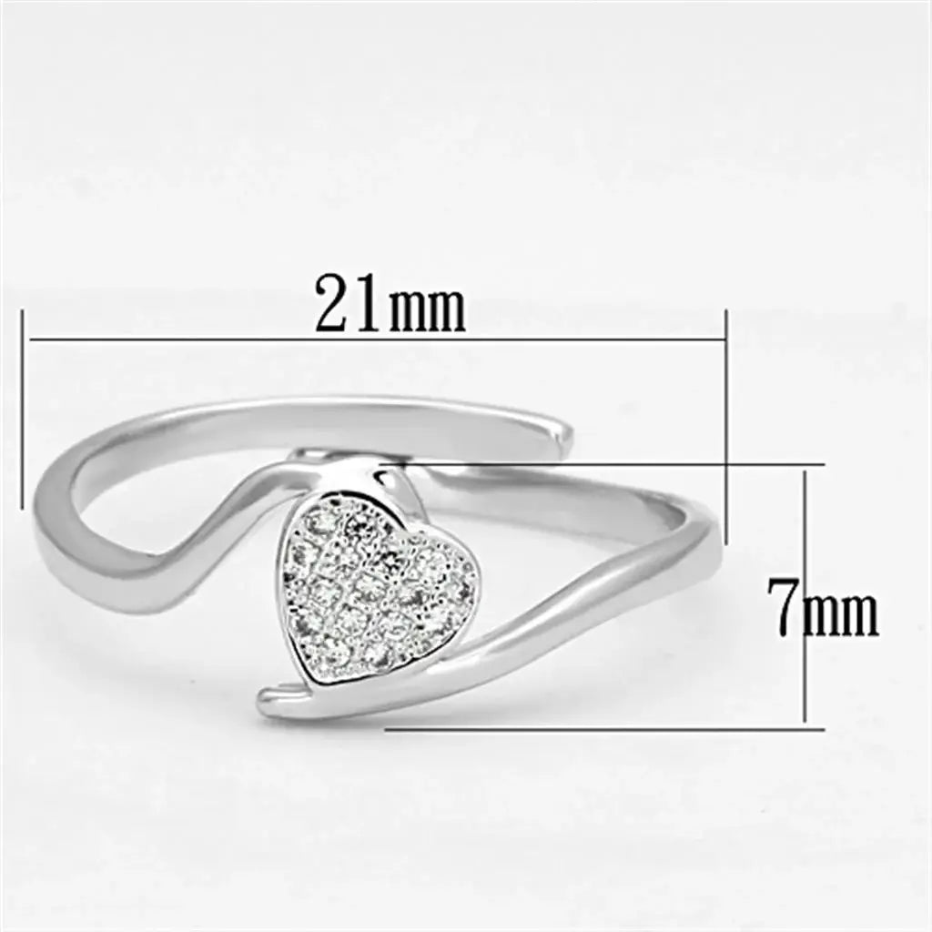 3W464 - Rhodium Brass Ring with AAA Grade CZ in Clear - Alamode - Flyclothing LLC